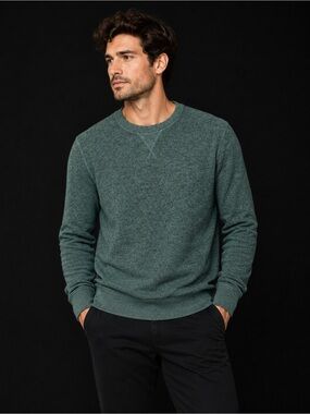 Men’s Green Heather Crewneck Pullover Sweater Size Large Long Sleeve Casual